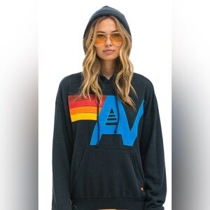 Aviator Nation BRAND NEW Logo Pullover Hoodie in Charcoal XS